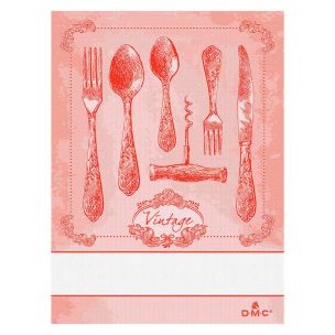 **-Dmc Ready To Stitch Towel 100% Co-** Design Cutlery 10/Coral 60x80cm ##-Dmc 119152-RS2670-10-##