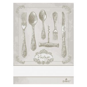 **-Dmc Ready To Stitch Towel 100% Co-** Design Cutlery 12/Grey 60x80cm ##-Dmc 119152-RS2670-12-##