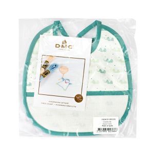 **-Dmc Ready To Stitch Bib 3mth-** 14ct Aida 22x25cm - Elephant Green ##-Dmc 119191-ELEPHANT-GREEN-##