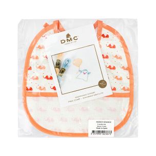 **-Dmc Ready To Stitch Bib 3mth-** 14ct Aida 22x25cm - Elephant Orange ##-Dmc 119191-ELEPHANT-ORANGE-##