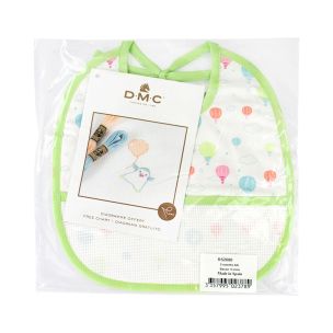 **-Dmc Ready To Stitch Bib 3mth-** 14ct Aida 22x25cm - Hot Air Balloon ##-Dmc 119191-HOT-AIR-BALLOON-##