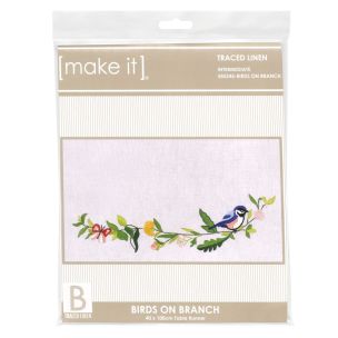 **-Make It Table Runner Embroidery-** Birds On Branch 40x100cm ##-Make It 585245-BIRDS-##