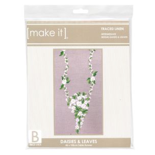 **-Make It Table Runner Embroidery-** Daises & Leaves 40x100cm ##-Make It 585245-DAISIES-##