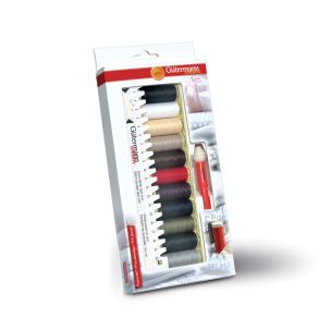 **-Gutermann Sew-** All 100mt Thread Set With 11 Reels, Measuring Aid And Seam - Fix Mini ##-Gutermann 734578-##