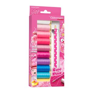 **-Gutermann Cute & Pink Box Set Sew-** All Thread 100m X 10 Rl & Marker Pen From Prym ##-Gutermann 734589-##