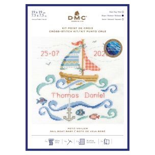 **-Dmc Baby Cross Stitch Kit-** Sail Boat Baby 19x19cm ##-Dmc BK1877-##