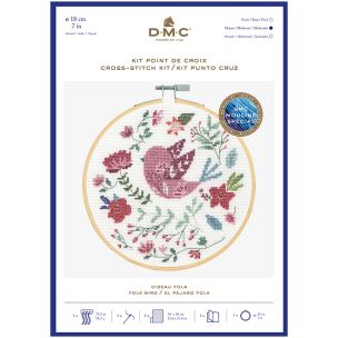 **-Dmc Cross Stitch Kit-** Folk Bird 14ct 18cm ##-Dmc BK1928-##