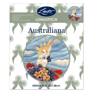**-Helene Wild Longstitch Kit-** Sulphur Crested Cockatoo 28cm Rnd ##-Leuts HWLS-004-##