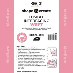 **-Shape To Create I/Facing Weft I/O Medium 90cm X 40mt-** White ##-Birch Creative STC006-##