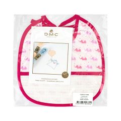 **-Dmc Ready To Stitch Bib 3mth-** 14ct Aida 22x25cm - Elephant Pink ##-Dmc 119191-ELEPHANT-PINK-##