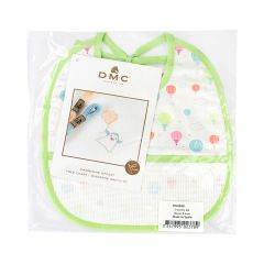 **-Dmc Ready To Stitch Bib 3mth-** 14ct Aida 22x25cm - Hot Air Balloon ##-Dmc 119191-HOT-AIR-BALLOON-##