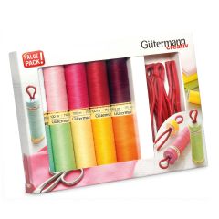 **-Gutermann Sew-** All 100mt Thread Set With 10 Reels And 10 Bobbin Clips ##-Gutermann 734565-##