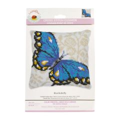 **-Lady Bird Designs Sudan Tapestry Cushion Kit-** Blue Butterfly 40cmx40cm ##-Ladybird Designs LH9-009-##