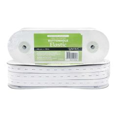 **-Uni Trim Elastic Button Hole 20mm X 50m White-** ##-Unitrim N4376-##