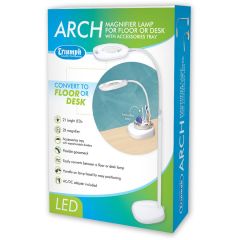 **-Arch Led Magnifier Lamp Floor Or Desk 21 Led White With Tray-** ##-Triumph OD109-W-##